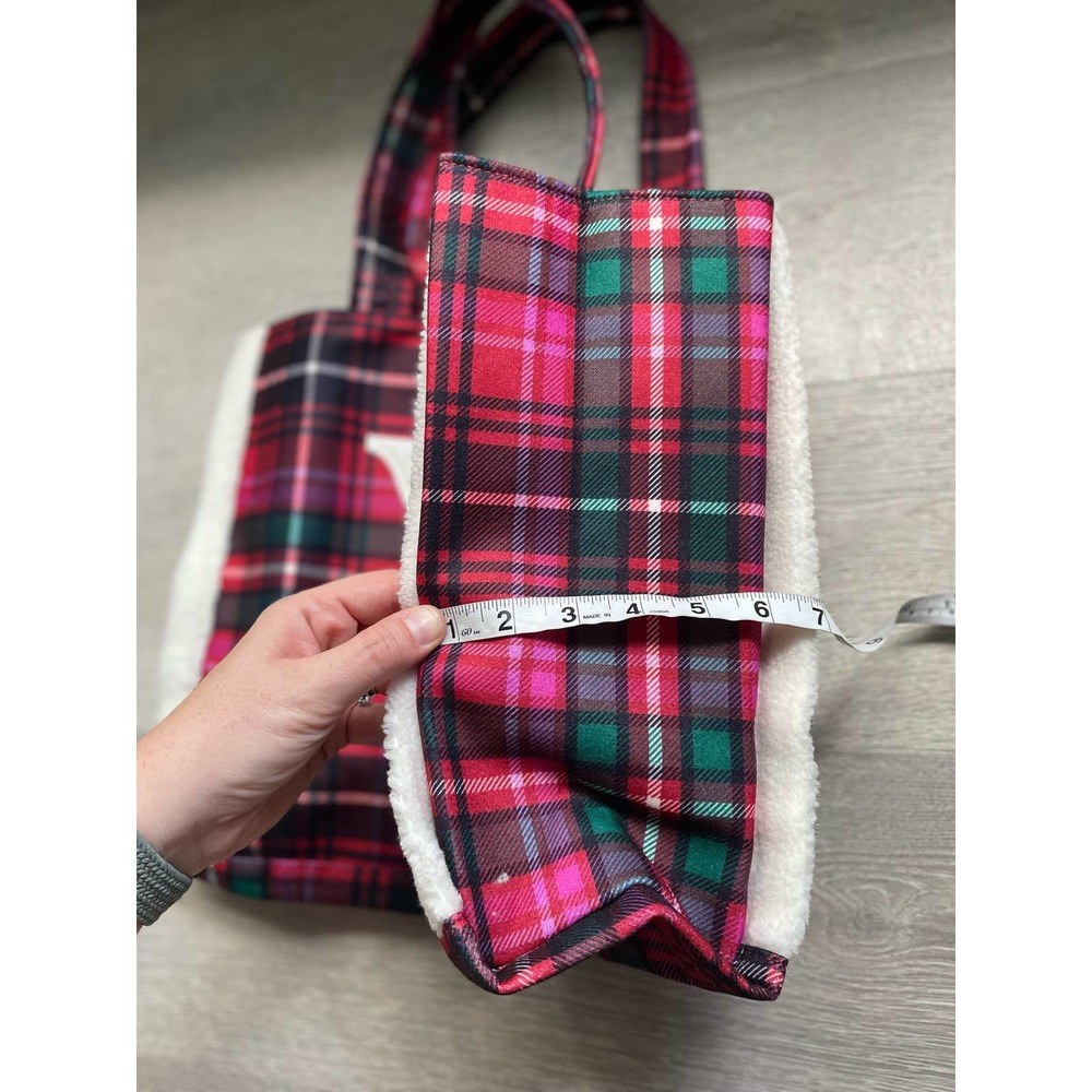 NWOT Victorias Secret Plaid Tote Bag Sherpa Trim - Picture 9 of 10